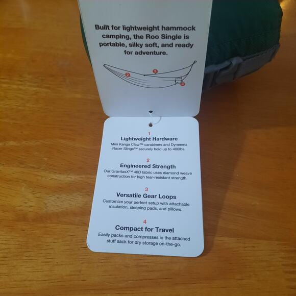 Kammok Roo Single 100"x50" Green Pine Hammock NWT - Picture 6 of 10